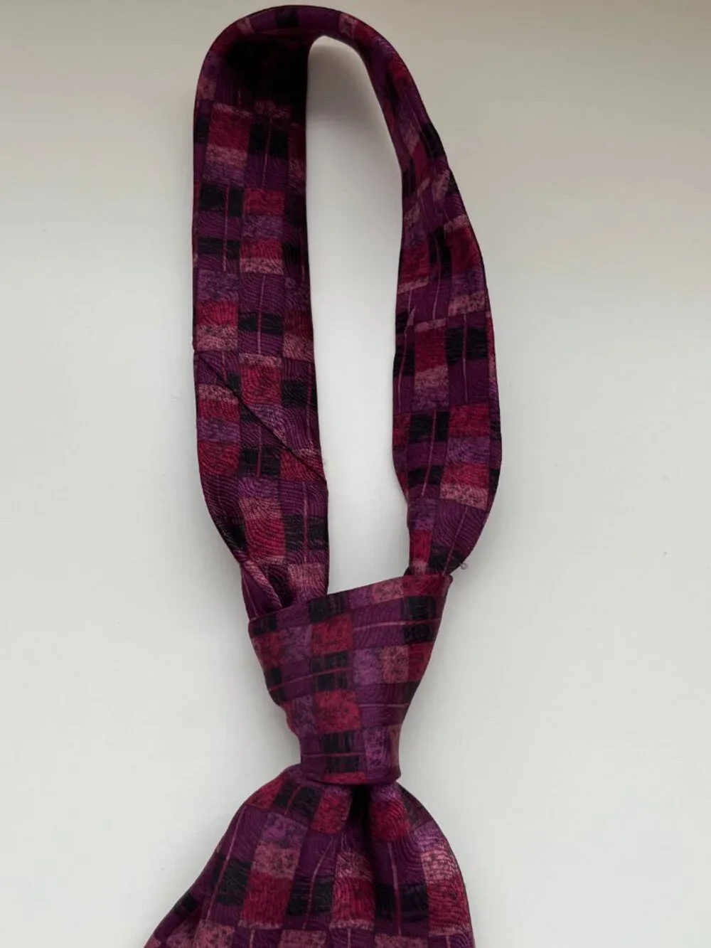 Alfani Purple Pink Print Silk Tie 80s 90s retro artsy vintage colorful geometric